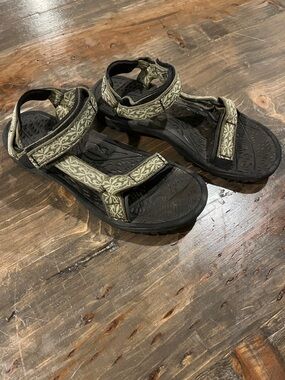 Teva Olive Green and Black Strappy Sandals